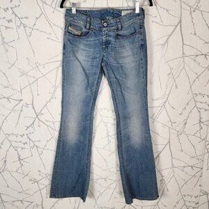 Diesel Light Wash Stretch Denim Low Rise Louvely Bootcut Jeans